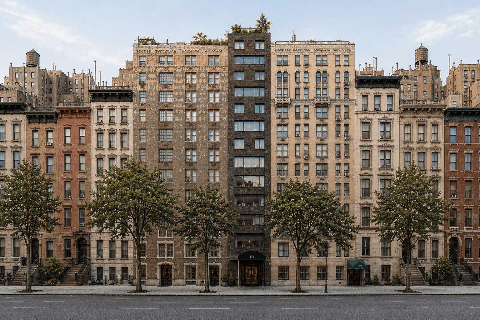 177 East 79th Street among the neighboring townhouses